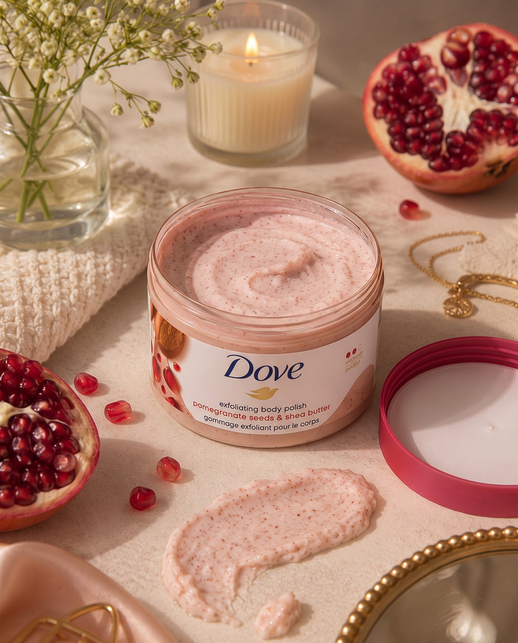Dove Exfoliating Body Scrub – Pomegranate Seeds & Shea Butter