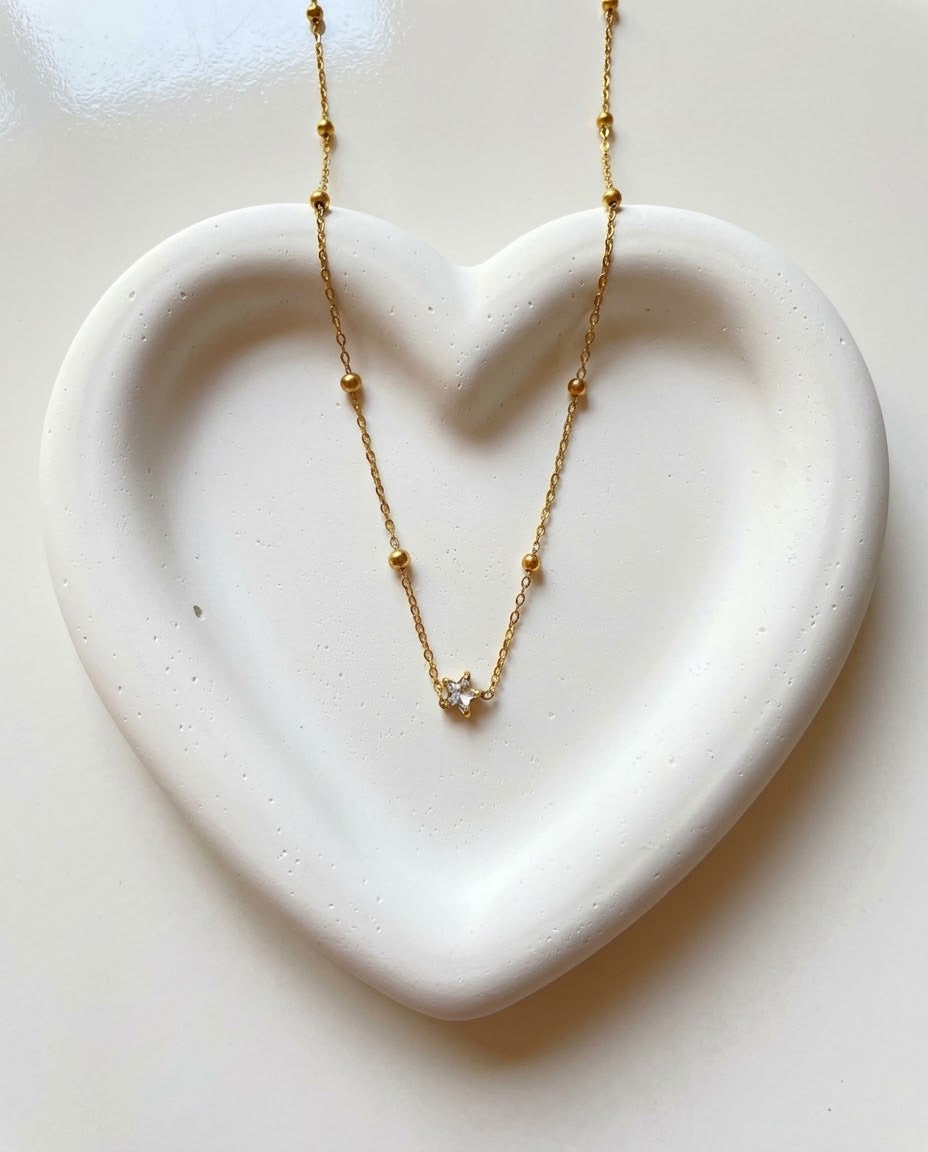 Gold Beaded Star Pendant Necklace