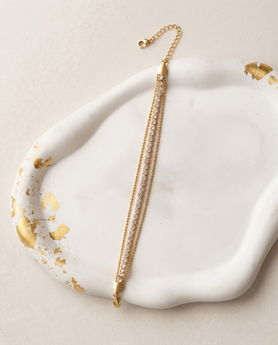 Gold-Tone Crystal Tennis Bracelet