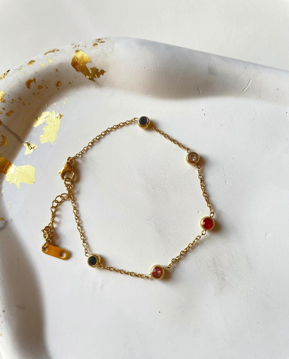 Gold-Tone Multicolor Crystal Bracelet